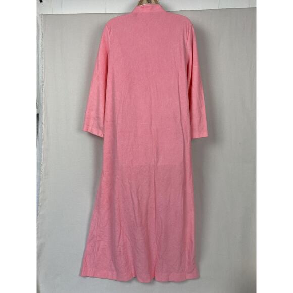 VTG Serenity Zip Robe Womens Large Pink Brushed Acetate Tricot 60s 70s Housecoat - Picture 5 of 13